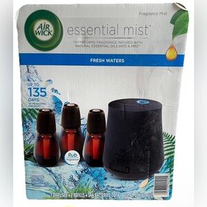 Air Wick Essential Mist Starter Kit Fresh Waters • Diffuser + 3 Refills NEW